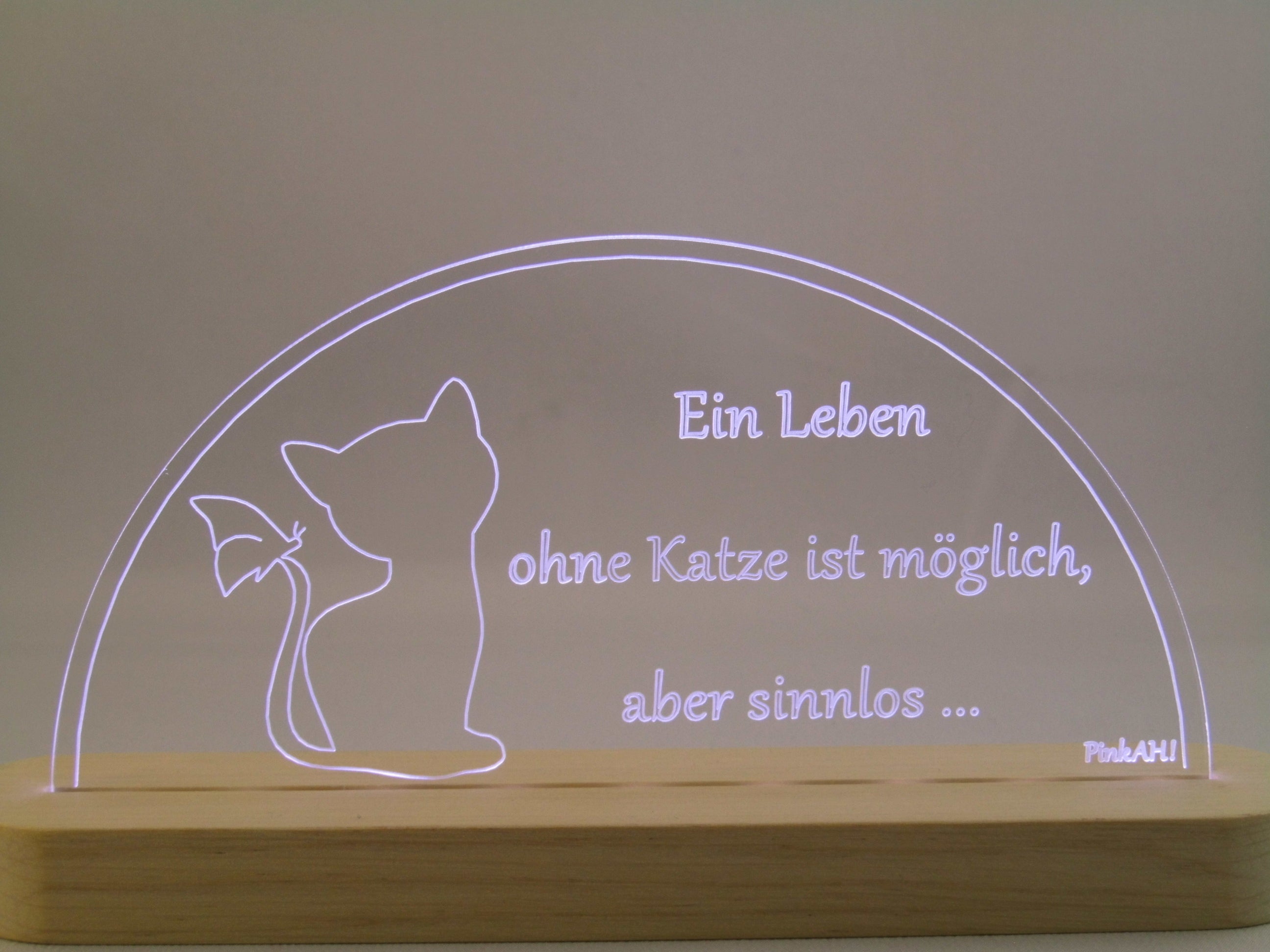 Wechselmotiv Katze mit Spruch Motiv für LED Schwibbogen Sockel